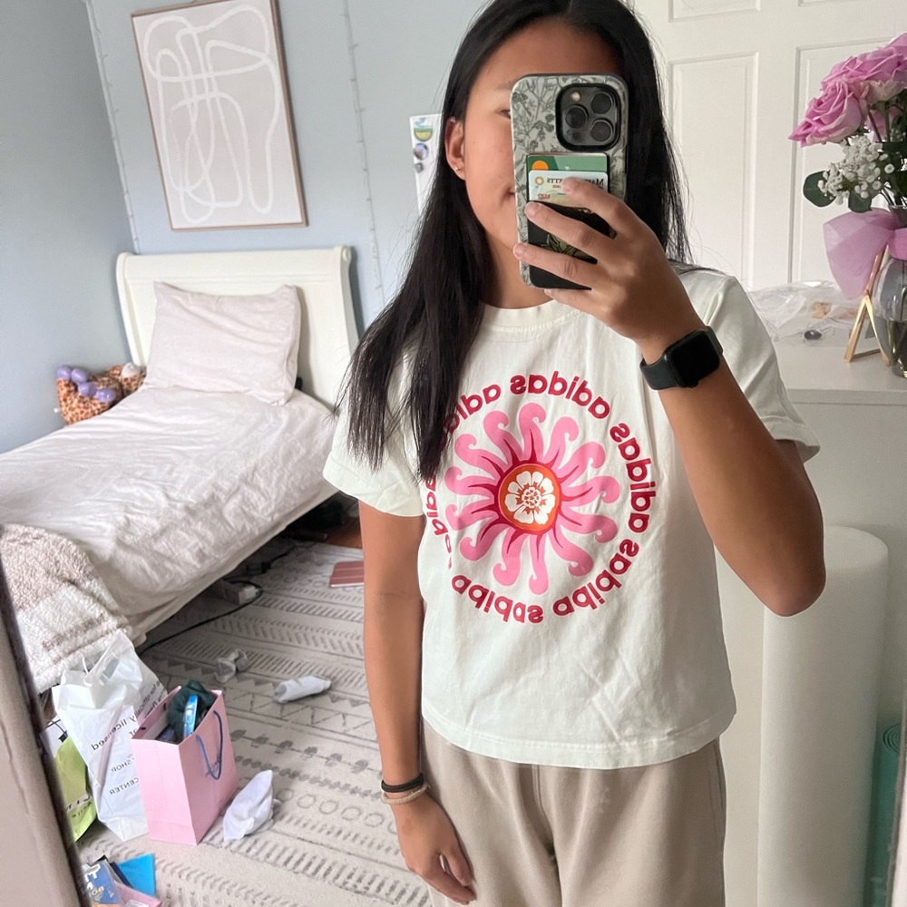 Adidas White Graphic Tee